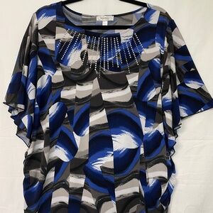 Dressbarn Geometric Drape Blouse